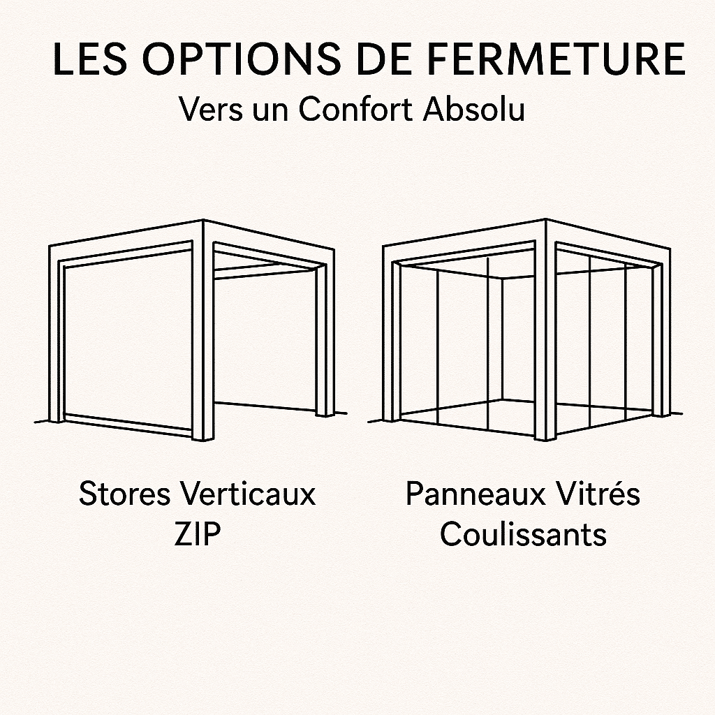 Les Options de Fermeture stores verticaux zip ou coulissants