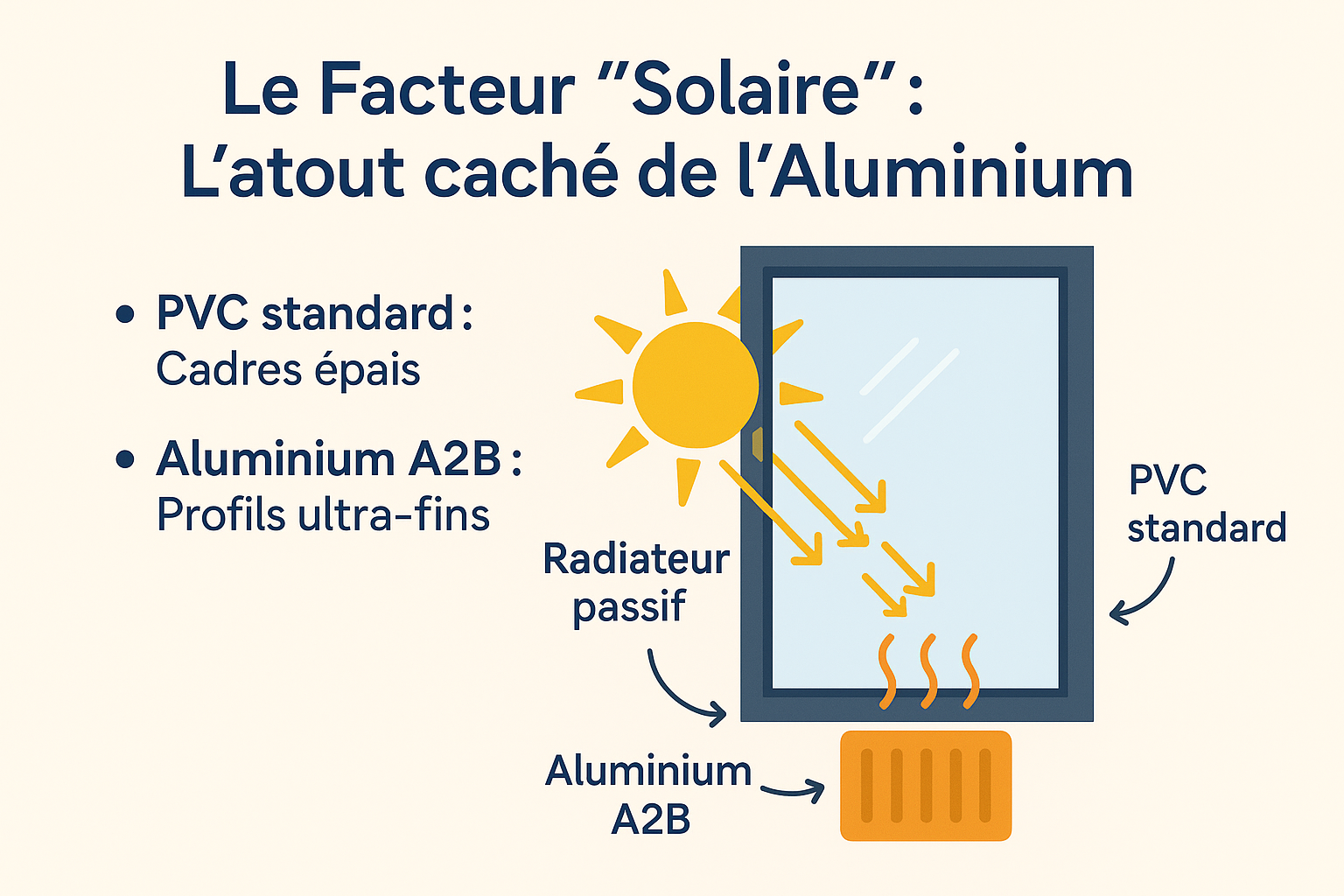 Le Facteur "Solaire" Le piège du PVC standard, L'avantage de l'Aluminium A2B