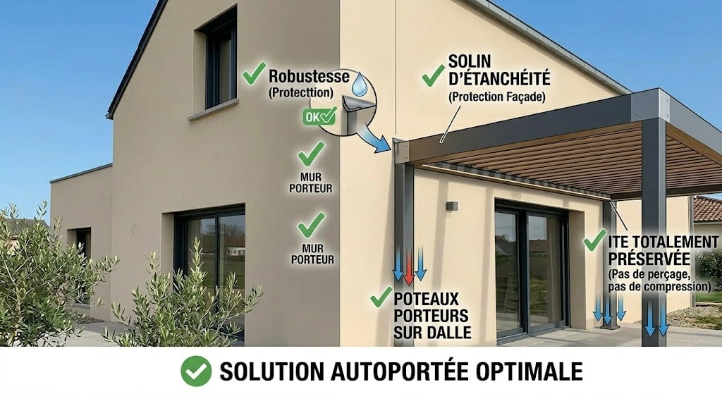 Le Plan B : La Pergola "Autoportée" posée contre la façade