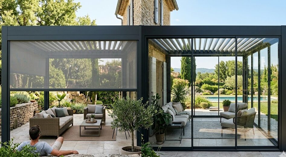 Fermer les côtés de sa pergola : Toile Zipscreen ou Baies Vitrées ? Le guide complet d'A2B Concept