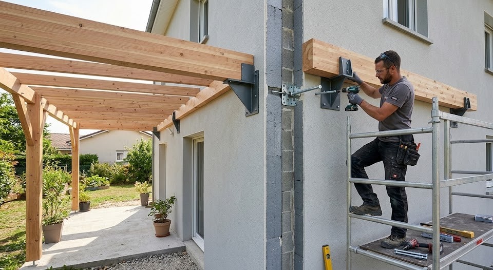 Fixer une pergola sur une maison avec isolation par l'extérieur (ITE) : le défi technique expliqué a2b concept