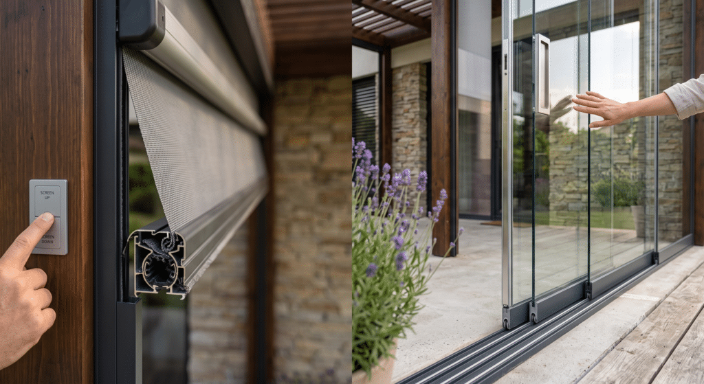 Fermer les côtés de sa pergola : stores Zipscreen ou parois vitrées coulissantes ? avec a2b concept