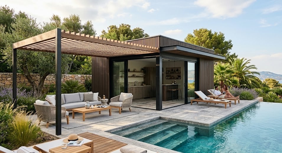 Pergola et piscine : créer un véritable pool house design