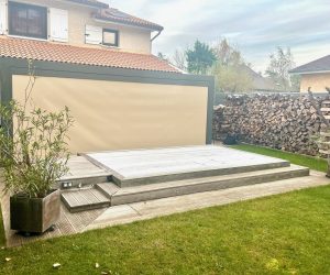 Pergola bioclimatique gris anthracite Lyon 5